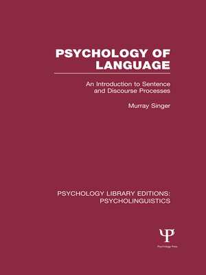 cover image of Psychology of Language (PLE